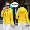 Soft And Comfortable Winter Jacket For Women Short Women's Thicken Outerwear In solid hooded Coats Zipper For Female Slim Cotton padded basic tops by Stevvex
