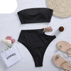 Solid Bikini High Waist Swimwear Female Chain Swimsuit Women 2 Pieces Set Sports Bathing Suit Women's Bikini Set Two Piece Smocked Swimsuits Ruffle Off Shoulder Bathing Suit With High Waist Bottoms by Stevvex