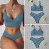 Solid Swimsuit Women Bikini Push Up Women's Crisscross Halter Bandage Bikini Strappy Bottom Swimsuits Swimwear Bikini Set Bathing Suit Two Piece Swim Suit Female by Stevvex