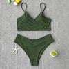 Solid Swimsuit Women Bikini Push Up Women's Crisscross Halter Bandage Bikini Strappy Bottom Swimsuits Swimwear Bikini Set Bathing Suit Two Piece Swim Suit Female by Stevvex