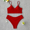 Solid Swimsuit Women Bikini Push Up Women's Crisscross Halter Bandage Bikini Strappy Bottom Swimsuits Swimwear Bikini Set Bathing Suit Two Piece Swim Suit Female by Stevvex