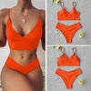 Solid Swimsuit Women Bikini Push Up Women's Crisscross Halter Bandage Bikini Strappy Bottom Swimsuits Swimwear Bikini Set Bathing Suit Two Piece Swim Suit Female by Stevvex