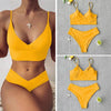 Solid Swimsuit Women Bikini Push Up Women's Crisscross Halter Bandage Bikini Strappy Bottom Swimsuits Swimwear Bikini Set Bathing Suit Two Piece Swim Suit Female by Stevvex