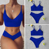 Solid Swimsuit Women Bikini Push Up Women's Crisscross Halter Bandage Bikini Strappy Bottom Swimsuits Swimwear Bikini Set Bathing Suit Two Piece Swim Suit Female by Stevvex