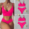 Solid Swimsuit Women Bikini Push Up Women's Crisscross Halter Bandage Bikini Strappy Bottom Swimsuits Swimwear Bikini Set Bathing Suit Two Piece Swim Suit Female by Stevvex