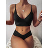 Solid Swimsuit Women Bikini Push Up Women's Crisscross Halter Bandage Bikini Strappy Bottom Swimsuits Swimwear Bikini Set Bathing Suit Two Piece Swim Suit Female by Stevvex