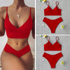 Solid Swimsuit Women Bikini Push Up Women's Crisscross Halter Bandage Bikini Strappy Bottom Swimsuits Swimwear Bikini Set Bathing Suit Two Piece Swim Suit Female by Stevvex