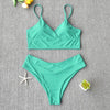 Solid Swimsuit Women Bikini Push Up Women's Crisscross Halter Bandage Bikini Strappy Bottom Swimsuits Swimwear Bikini Set Bathing Suit Two Piece Swim Suit Female by Stevvex