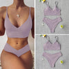 Solid Swimsuit Women Bikini Push Up Women's Crisscross Halter Bandage Bikini Strappy Bottom Swimsuits Swimwear Bikini Set Bathing Suit Two Piece Swim Suit Female by Stevvex