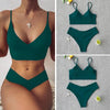 Solid Swimsuit Women Bikini Push Up Women's Crisscross Halter Bandage Bikini Strappy Bottom Swimsuits Swimwear Bikini Set Bathing Suit Two Piece Swim Suit Female by Stevvex