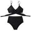 Solid Swimwear Women Top Swimsuit Bikini Solid Push Up High Cut Lace Up Halter Bikini Set Women High Waist Bikini Twist Front Swimsuits Lace Up Bikini Tops 2 Piece Bathing Suits Summer Swimsuit by Stevvex