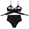 Solid Swimwear Women Top Swimsuit Bikini Solid Push Up High Cut Lace Up Halter Bikini Set Women High Waist Bikini Twist Front Swimsuits Lace Up Bikini Tops 2 Piece Bathing Suits Summer Swimsuit by Stevvex