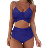 Solid Swimwear Women Top Swimsuit Bikini Solid Push Up High Cut Lace Up Halter Bikini Set Women High Waist Bikini Twist Front Swimsuits Lace Up Bikini Tops 2 Piece Bathing Suits Summer Swimsuit by Stevvex