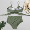 Solid Swimwear Women Top Swimsuit Bikini Solid Push Up High Cut Lace Up Halter Bikini Set Women High Waist Bikini Twist Front Swimsuits Lace Up Bikini Tops 2 Piece Bathing Suits Summer Swimsuit by Stevvex