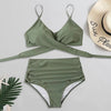 Solid Swimwear Women Top Swimsuit Bikini Solid Push Up High Cut Lace Up Halter Bikini Set Women High Waist Bikini Twist Front Swimsuits Lace Up Bikini Tops 2 Piece Bathing Suits Summer Swimsuit by Stevvex
