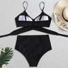 Solid Swimwear Women Top Swimsuit Bikini Solid Push Up High Cut Lace Up Halter Bikini Set Women High Waist Bikini Twist Front Swimsuits Lace Up Bikini Tops 2 Piece Bathing Suits Summer Swimsuit by Stevvex