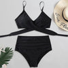 Solid Swimwear Women Top Swimsuit Bikini Solid Push Up High Cut Lace Up Halter Bikini Set Women High Waist Bikini Twist Front Swimsuits Lace Up Bikini Tops 2 Piece Bathing Suits Summer Swimsuit by Stevvex