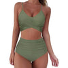Solid Swimwear Women Top Swimsuit Bikini Solid Push Up High Cut Lace Up Halter Bikini Set Women High Waist Bikini Twist Front Swimsuits Lace Up Bikini Tops 2 Piece Bathing Suits Summer Swimsuit by Stevvex