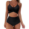 Solid Swimwear Women Top Swimsuit Bikini Solid Push Up High Cut Lace Up Halter Bikini Set Women High Waist Bikini Twist Front Swimsuits Lace Up Bikini Tops 2 Piece Bathing Suits Summer Swimsuit by Stevvex