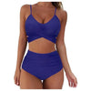 Solid Swimwear Women Top Swimsuit Bikini Solid Push Up High Cut Lace Up Halter Bikini Set Women High Waist Bikini Twist Front Swimsuits Lace Up Bikini Tops 2 Piece Bathing Suits Summer Swimsuit by Stevvex