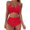Solid Swimwear Women Top Swimsuit Bikini Solid Push Up High Cut Lace Up Halter Bikini Set Women High Waist Bikini Twist Front Swimsuits Lace Up Bikini Tops 2 Piece Bathing Suits Summer Swimsuit by Stevvex