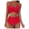 Solid Swimwear Women Top Swimsuit Bikini Solid Push Up High Cut Lace Up Halter Bikini Set Women High Waist Bikini Twist Front Swimsuits Lace Up Bikini Tops 2 Piece Bathing Suits Summer Swimsuit by Stevvex