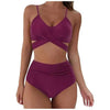 Solid Swimwear Women Top Swimsuit Bikini Solid Push Up High Cut Lace Up Halter Bikini Set Women High Waist Bikini Twist Front Swimsuits Lace Up Bikini Tops 2 Piece Bathing Suits Summer Swimsuit by Stevvex