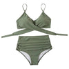 Solid Swimwear Women Top Swimsuit Bikini Solid Push Up High Cut Lace Up Halter Bikini Set Women High Waist Bikini Twist Front Swimsuits Lace Up Bikini Tops 2 Piece Bathing Suits Summer Swimsuit by Stevvex