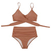 Solid Swimwear Women Top Swimsuit Bikini Solid Push Up High Cut Lace Up Halter Bikini Set Women High Waist Bikini Twist Front Swimsuits Lace Up Bikini Tops 2 Piece Bathing Suits Summer Swimsuit by Stevvex