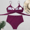 Solid Swimwear Women Top Swimsuit Bikini Solid Push Up High Cut Lace Up Halter Bikini Set Women High Waist Bikini Twist Front Swimsuits Lace Up Bikini Tops 2 Piece Bathing Suits Summer Swimsuit by Stevvex