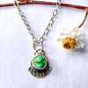Sonoran Gold Turquoise Necklace in Sterling Silver | Small Circular Turquoise Pendant by mend metalworks