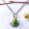 Sonoran Gold Turquoise Necklace in Sterling Silver | Small Green Teardrop Pendant by mend metalworks