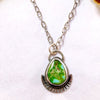 Sonoran Gold Turquoise Necklace in Sterling Silver | Green Teardrop Pendant by mend metalworks