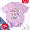 Ghost Reading Comfort Colors Shirt – Spooky Book Lover Halloween Tee by Adorb Custom Tees