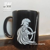 Spartan Warrior Mug | Black Ceramic Coffee Cup | JW SteelCrafts by JW SteelCrafts