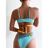 Splicing Bikini Female Swimsuit Two Piece Bikini Swimsuit for Women High Waist Crisscross Halter Wrap Bathing Suits with Bikini Bottom Women Swimwear Two-piece Bikini set Asymmetric Mid Waist Bather Bathing Suit Swim by Stevvex