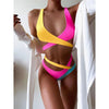 Splicing Bikini Female Swimsuit Two Piece Bikini Swimsuit for Women High Waist Crisscross Halter Wrap Bathing Suits with Bikini Bottom Women Swimwear Two-piece Bikini set Asymmetric Mid Waist Bather Bathing Suit Swim by Stevvex