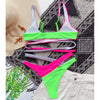 Splicing Bikini Female Swimsuit Two Piece Bikini Swimsuit for Women High Waist Crisscross Halter Wrap Bathing Suits with Bikini Bottom Women Swimwear Two-piece Bikini set Asymmetric Mid Waist Bather Bathing Suit Swim by Stevvex