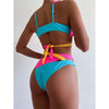 Splicing Bikini Female Swimsuit Two Piece Bikini Swimsuit for Women High Waist Crisscross Halter Wrap Bathing Suits with Bikini Bottom Women Swimwear Two-piece Bikini set Asymmetric Mid Waist Bather Bathing Suit Swim by Stevvex
