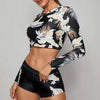 Sport Solid Color Athletic Bikinis Set Women's Two Piece Swimsuits Tie Knot Padded Push Up Modern Bikini Sets Women High Waist Swimsuit Rope Bow Bikini Set With Long Sleeves Bathing Suits by Stevvex