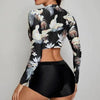 Sport Solid Color Athletic Bikinis Set Women's Two Piece Swimsuits Tie Knot Padded Push Up Modern Bikini Sets Women High Waist Swimsuit Rope Bow Bikini Set With Long Sleeves Bathing Suits by Stevvex