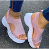 Sport Women's Comfortable Footwear Summer Platform Sandals Shoes Female Slip On Peep Toe Knitted Footwear Summer Sandals Women Shoes Female Slip On Elegant Sneakers by Stevvex