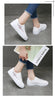 Spring Fashion Breathble Women Sneakers Leather Platform Shoes Women Lace Up Casual Shoes White Fashion Sneakers White PU Leather Platform Sneaker For Women Lace Up Walking Sneakers by Stevvex