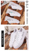Spring Fashion Breathble Women Sneakers Leather Platform Shoes Women Lace Up Casual Shoes White Fashion Sneakers White PU Leather Platform Sneaker For Women Lace Up Walking Sneakers by Stevvex