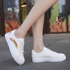 Spring Fashion Breathble Women Sneakers Leather Platform Shoes Women Lace Up Casual Shoes White Fashion Sneakers White PU Leather Platform Sneaker For Women Lace Up Walking Sneakers by Stevvex