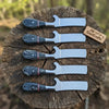 Custom Handmade Stainless Steel Bull Cutter Knife Set with Black Marbled Resin Handles by JW SteelCrafts