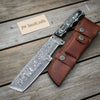 Handmade Damascus Steel Tracker Knife with Leather Sheath & Wooden Handle by JW SteelCrafts