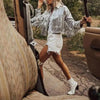 Sterlling Women's Tassel Sequin Jacket Autumn Winter Streewear Rock Stylish Long-sleeved Silver Reflective Jacket Women Outwear Tops by Stevvex