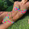 String Bikini Swimsuit Floral Print Swimwear Women Bathing Suit High Waist Bikini Set Beachwear Women's Floral Printed Swimsuit Knotted String Triangle Bikini Tie Side High Cut Cheeky Bikini Set by Stevvex