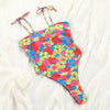 String Bikini Swimsuit Floral Print Swimwear Women Bathing Suit High Waist Bikini Set Beachwear Women's Floral Printed Swimsuit Knotted String Triangle Bikini Tie Side High Cut Cheeky Bikini Set by Stevvex